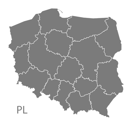 Poland map in grayのイラスト素材