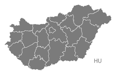 Hungary map in grayのイラスト素材