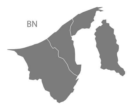 Brunei map in grayのイラスト素材