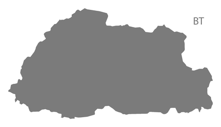 Bhutan map in grayのイラスト素材