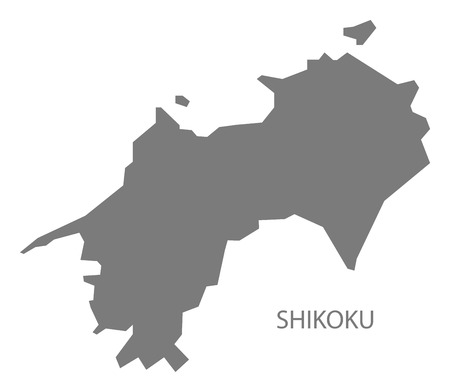 Shikoku Japan Map in greyのイラスト素材