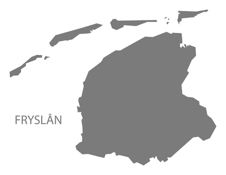 Fryslan Netherlands Map in greyのイラスト素材