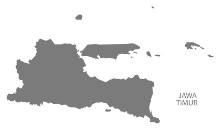 Jawa Timur Indonesia Map in greyのイラスト素材