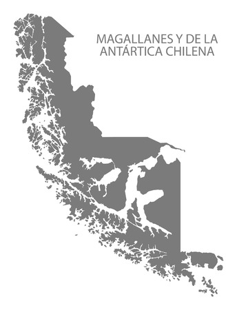 Magallanes y de la Antartica Chilena Chile Map in greyのイラスト素材