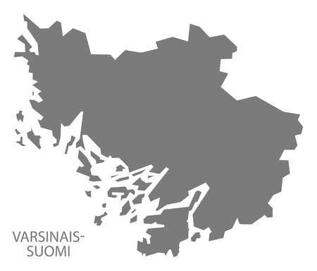 Varsinais-Suomi Finland Map greyのイラスト素材