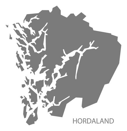 Hordaland Norway Map greyのイラスト素材