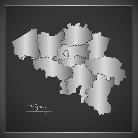 Belgium map artwork black and white illustrationの写真素材