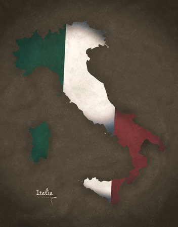 Italy map special vintage artwork style with flag illustrationの写真素材