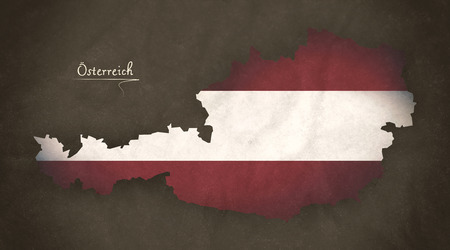 Austria map special vintage artwork style with flag illustrationの写真素材