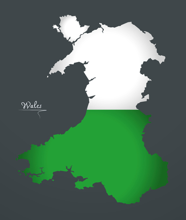 Wales map special artwork style with flag illustrationの写真素材