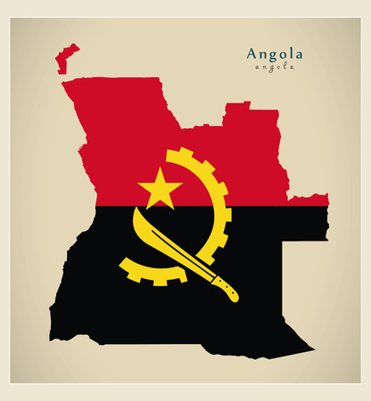 Modern Map - Angola flag colored AOのイラスト素材