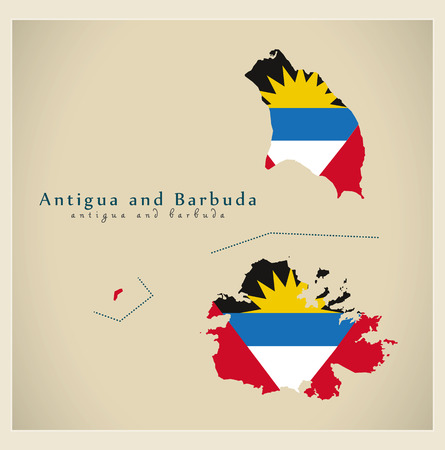 Modern Map - Antigua and Barbuda colored AGのイラスト素材