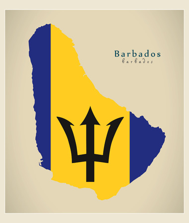 Modern Map - Barbados colored flag BBのイラスト素材