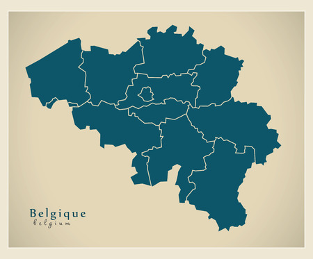 Modern Map - Belgium with states BEのイラスト素材