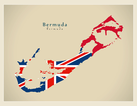 Modern Map - Bermuda colored flag BMのイラスト素材