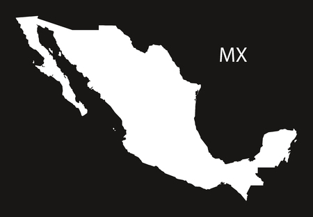 Mexico Map  black whiteのイラスト素材
