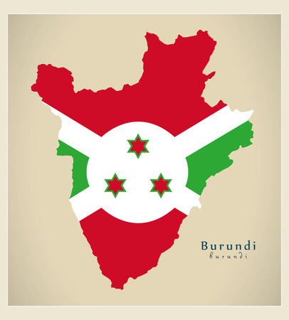 Modern Map - Burundi flag colored BIのイラスト素材