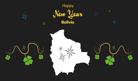 Happy New Year illustration theme with map of Boliviaのイラスト素材