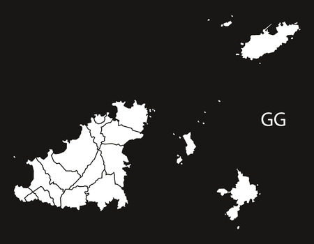 Guernsey parishes Map black whiteのイラスト素材