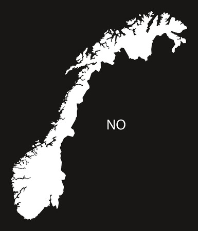 Norway Map black whiteのイラスト素材
