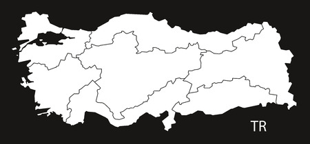 Turkey Map with regions black whiteのイラスト素材