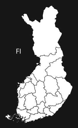 Finland regions Map black whiteのイラスト素材