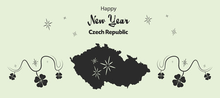 Happy New Year illustration theme with map of Czech Republicのイラスト素材