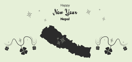 Happy New Year illustration theme with map of Nepalのイラスト素材