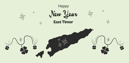 Happy New Year illustration theme with map of East Timorのイラスト素材