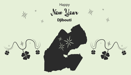 Happy New Year illustration theme with map of Djiboutiのイラスト素材