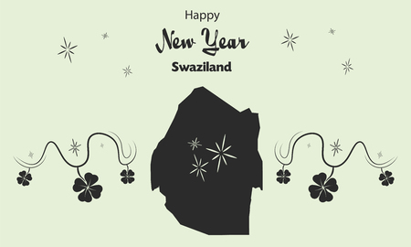 Happy New Year illustration theme with map of Swazilandのイラスト素材