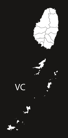 Saint Vincent and the Grenadines regions Map black illustrationのイラスト素材