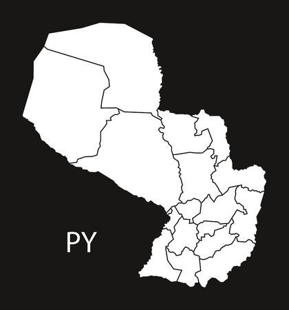 Paraguay departments Map black illustrationのイラスト素材