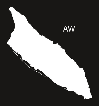 Aruba Map black and white illustrationのイラスト素材