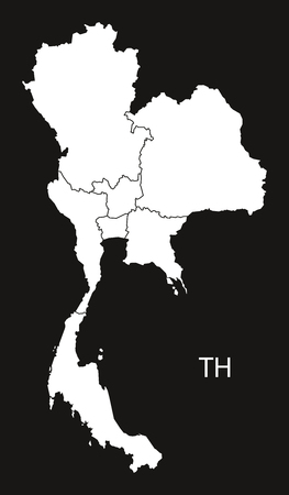 Thailand regions Map black and white illustrationのイラスト素材