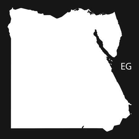 Egypt Map black and white illustrationのイラスト素材