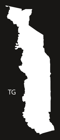 Togo Map black and white illustrationのイラスト素材