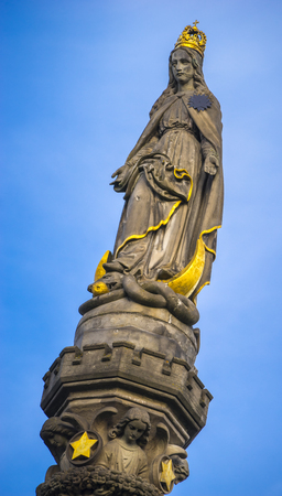 Abstract view to a religious female figureの写真素材