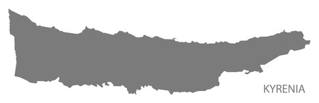 Kyrenia Northern Cyprus Map in greyのイラスト素材