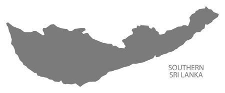 Southern Sri Lanka Map in greyのイラスト素材
