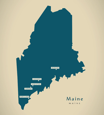 Modern Map - Maine USA federal state illustration silhouetteの写真素材
