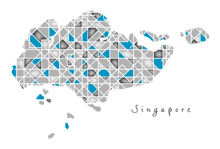 Singapore Map crystal diamond style artwork illustrationのイラスト素材
