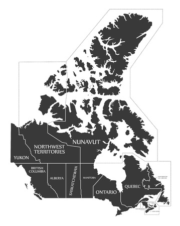 Canada Map labelled black illustrationのイラスト素材