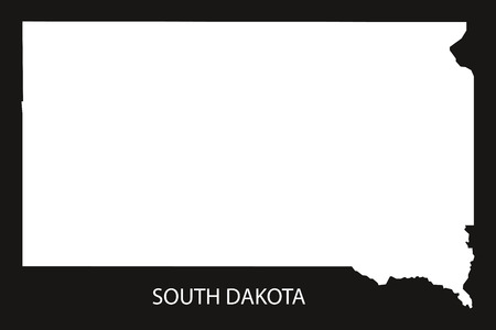 South Dakota USA Map black inverted silhouetteのイラスト素材