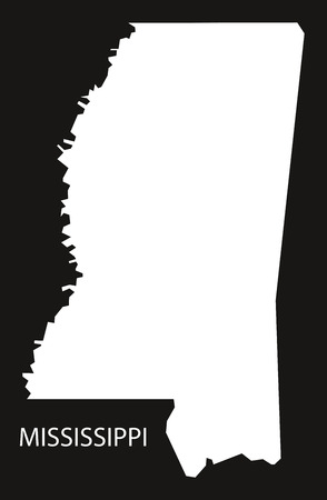 Mississippi USA Map black inverted silhouetteのイラスト素材