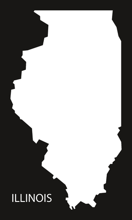 Illinois USA Map black inverted silhouetteのイラスト素材