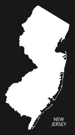 New Jersey USA Map black inverted silhouetteのイラスト素材