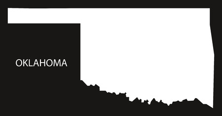 Oklahoma USA Map black inverted silhouetteのイラスト素材