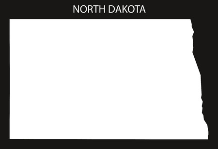 North Dakota USA Map black inverted silhouetteのイラスト素材