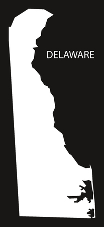 Delaware USA Map black inverted silhouetteのイラスト素材